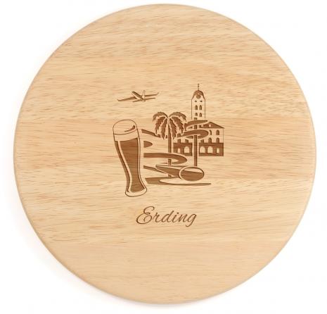 Preview: Brotzeitbrett Ø24cm Gummibaum, Erding