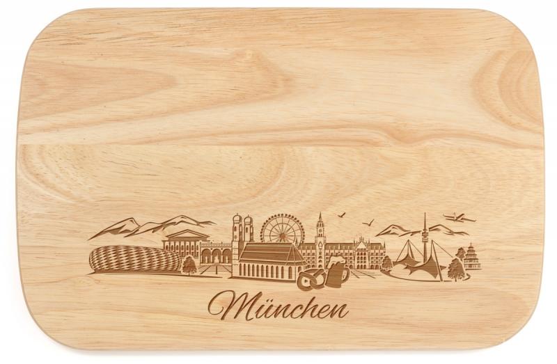 Brotzeitbrett 26x17cm Gummibaum, München